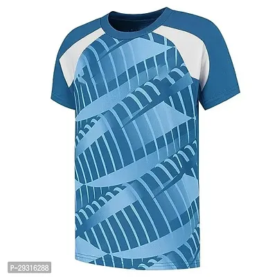 Stylish Blue Polycotton Man Utd Football Pre Match Jersey T-Shirt For Men