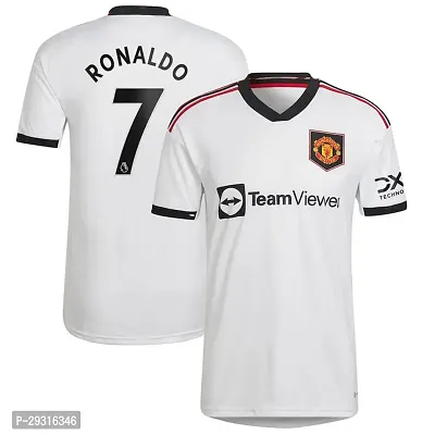 Stylish Black Polycotton Ronaldo 7 Football Half Sleeve Jersey T-Shirt For Men