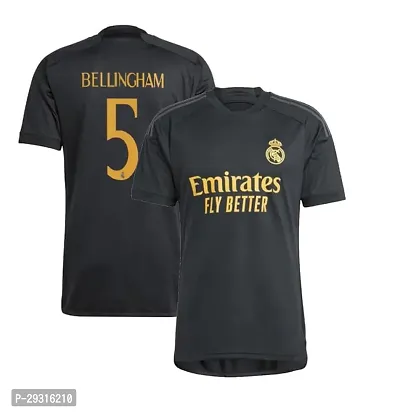 Stylish Black Polycotton Bellingham 5 Real Football Team Jersey T-Shirt For Men