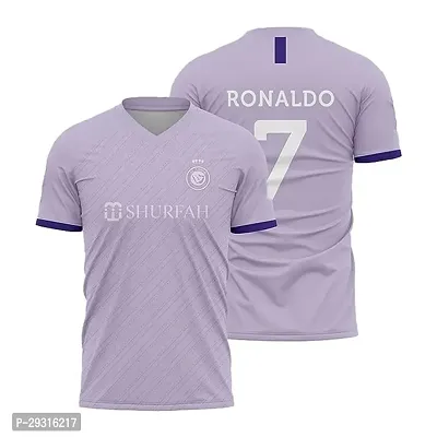 Stylish Pink Polycotton Cristiano Ronaldo 7 Football Team Fourth Jersey T-Shirt For Men-thumb0