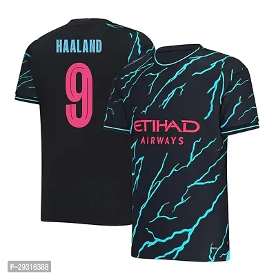 Stylish Multicoloured Polycotton Sports Soccer Football Manch Haaland 9 De Bruyne 17 Jersey T-Shirt For Men-thumb0