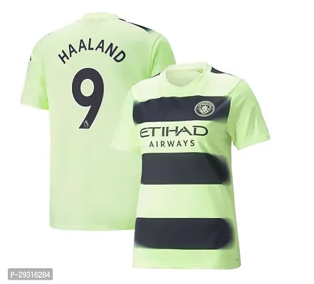 Stylish Green Polycotton Man City Football Third Half Sleeve Jersey T-Shirt For Men-thumb0