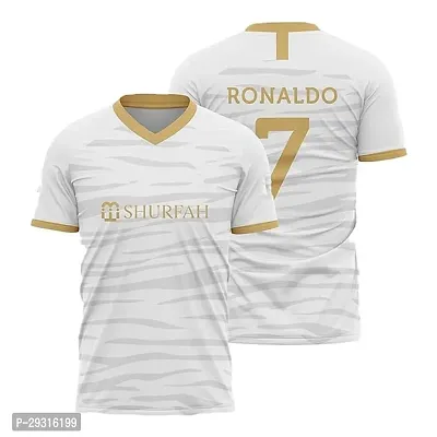 Stylish White Polycotton Al Nassar Third Football Team Cristiano Ronaldo 7 Jersey T-Shirt For Men-thumb0