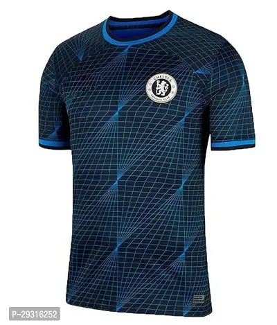 Stylish Blue Polycotton Football Team Away Jersey T-Shirt For Men