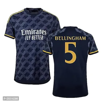 Stylish Blue Polycotton Bellingham 5 Real Away Football Jersey T-Shirt For Men