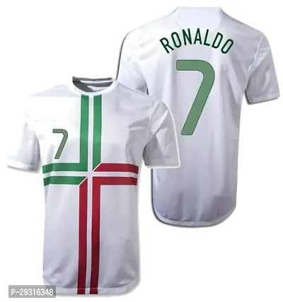 Stylish Black Polycotton Ronaldo 7 Football Half Sleeve Jersey T-Shirt For Men-thumb0