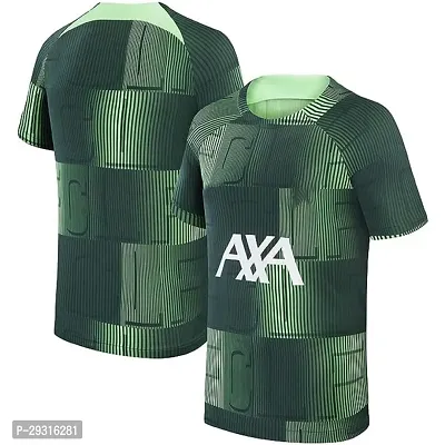 Stylish Green Polycotton Liverpol Green Pre Match Football Jersey T-Shirt For Men