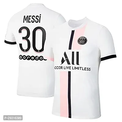 Stylish Blue Polycotton Messi Football Jersey T-Shirt For Men