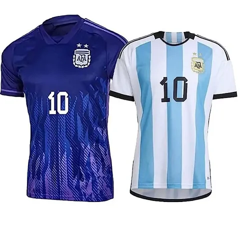 (Combo 2) Sports Football Jersey for Men Argentina Away Home 22-23 Jersey(Small 36)