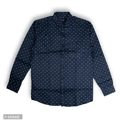 Alluring Navy Blue Premium Cotton Oxford Printed Casual Shirts For Men
