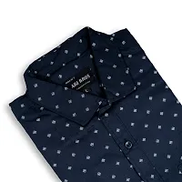 Alluring Navy Blue Premium Cotton Oxford Printed Casual Shirts For Men-thumb2