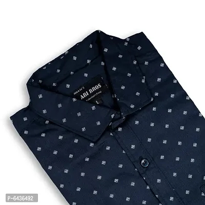 Alluring Navy Blue Premium Cotton Oxford Printed Casual Shirts For Men-thumb3