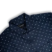 Alluring Navy Blue Premium Cotton Oxford Printed Casual Shirts For Men-thumb1