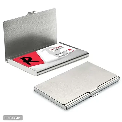 Mens  Womens Stainless Steel Pocket ATM Visiting Credit Card Business Card Case Holder - Silver ( Pack of 1)-thumb0