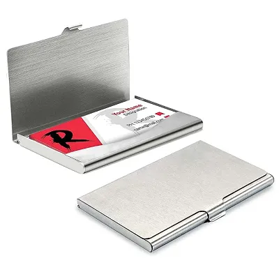 Mens  Womens Stainless Steel Pocket ATM Visiting Credit Card Business Card Case Holder - Silver ( Pack of 1)