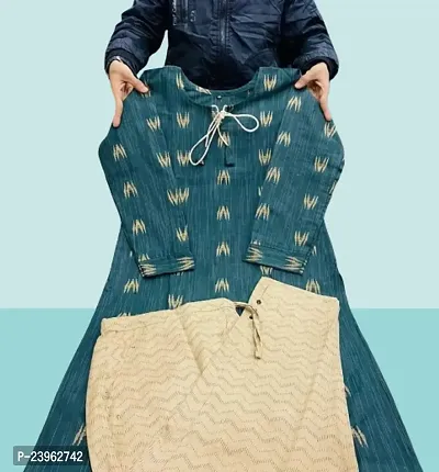 Stylish Khadi Cotton Kurta Pant Set For Women-thumb0