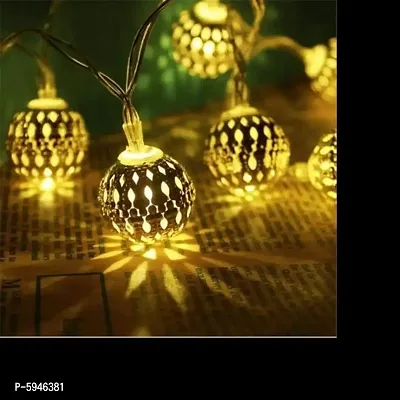 Metal Balls String Lights (Warm White) Metal LED String with 16 Metal Ball Copper String Fairy light for Diwali, Navratri Christmas Decoration and Home Decoration-thumb3