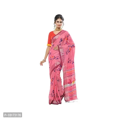 Stylish Cotton Pink Saree With Blouse Piece For Women