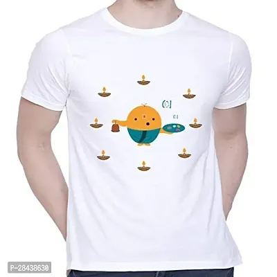 Reliable White Cotton Printed Round Neck Tees For Men-thumb0