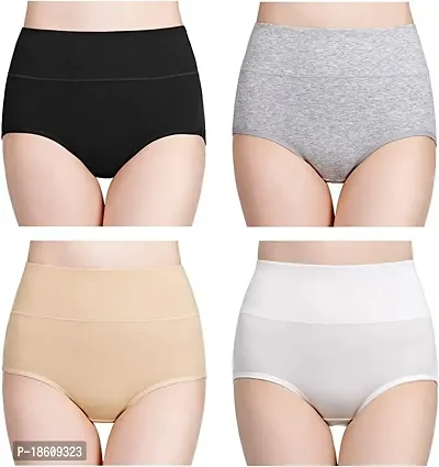 Stylish Multicoloured Cotton Blend Solid Briefs For Women Pack Of 4-thumb0