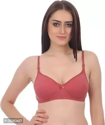 Stylish Pink Cotton Solid Bras For Women Pack Of 1