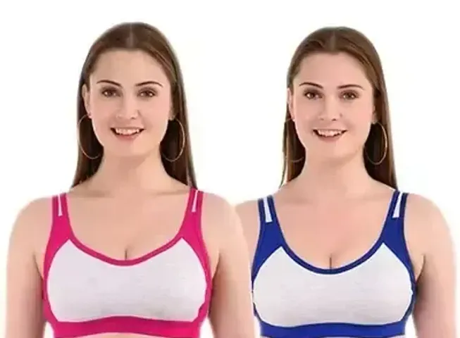 Pack Of 2 Ladies Cotton Non Padded Sports Bra