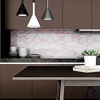 Pink Kitchen cabinets Marble Wallpaper Oil Proof Waterproof Floor Tiles Stickers Waterproof Wall Paper for Home and Kitchen Deco-thumb3