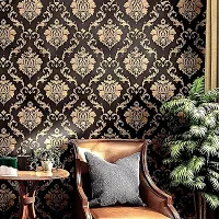 Wall Stickers Luxury Wallpaper (45x500cm) Self Adhesive Wallpaper for Walls Waterproof 3D Wallpaper for Living Room Bedroom Office Kitchen (Brown Golden)-thumb3