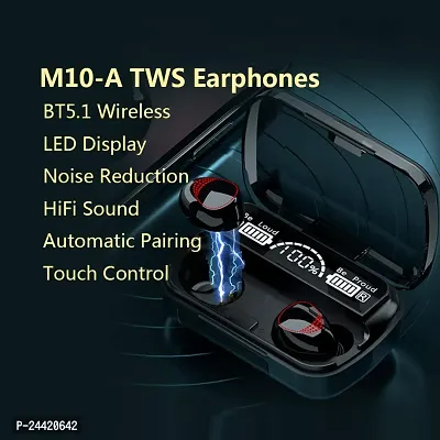 M10 Bluetooth 5.1 Earbuds in-Ear TWS Stereo Headphones with Smart LED Display Charging Built-in Mic for Sports Work(black)-thumb5