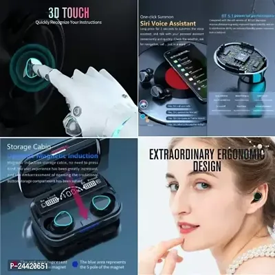 M10 Bluetooth 5.1 Earbuds in-Ear TWS Stereo Headphones with Smart LED Display Charging Built-in Mic-thumb3