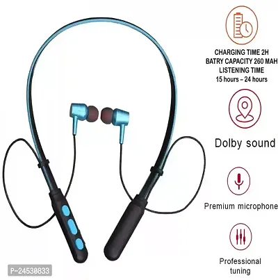B11 Wireless Bluetooth Neckband with Fast Charging | 10 Meter Bluetooth v5.0 Connectivity | Inbuilt Mic for Calling,true wireless (assorted)-thumb2
