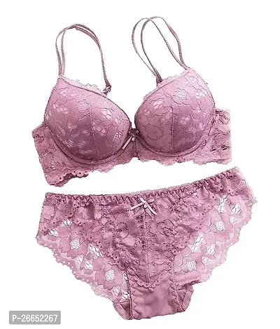 Pink Cotton Blend Bra  Panty Set For Women-thumb0