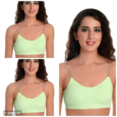 Stylish Green Hosiery Solid Bras For Women Pack Of 3-thumb0
