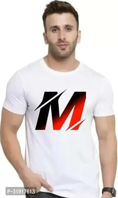 Stylish White Polyester Printed Short Sleeves T-Shirt For Men-thumb0