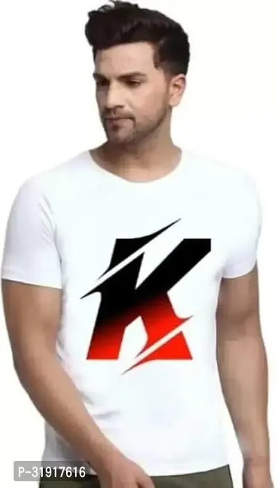 Stylish White Polyester Printed Short Sleeves T-Shirt For Men-thumb0