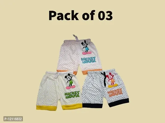 Kids cotton daily use printed shorts pack of 03