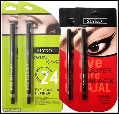 Super Black Kajal Twin Pack |Water  Smudge Proof Kajal Pack of 4  (black, 0.8 g)