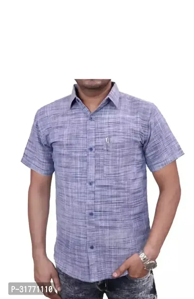 Stylish Lavender Khadi Cotton Casual Shirt For Men-thumb0