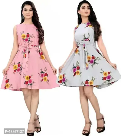 Stylish Fancy Crepe Dresses For Women Pack Of 2-thumb0