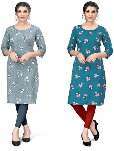 Stylish A-Line Crepe Kurta Combo Of 2