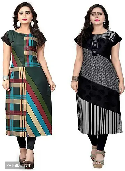 Stylish Printed Crepe Kurta For Women Pack Of 2