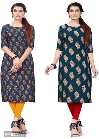 Stylish Printed Crepe Kurta For Women Pack Of 2