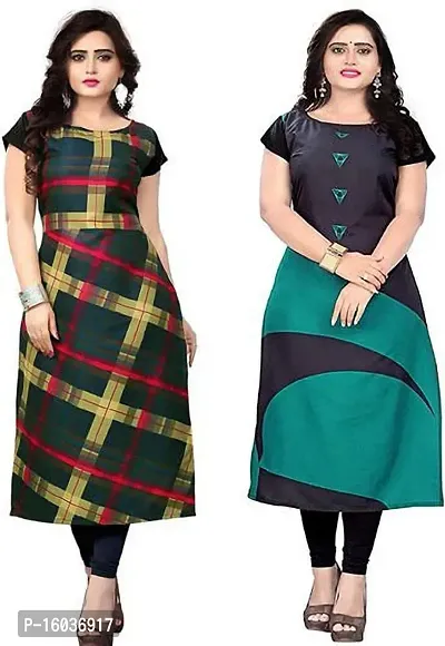 Stylish Printed Crepe Kurta For Women Pack Of 2-thumb0