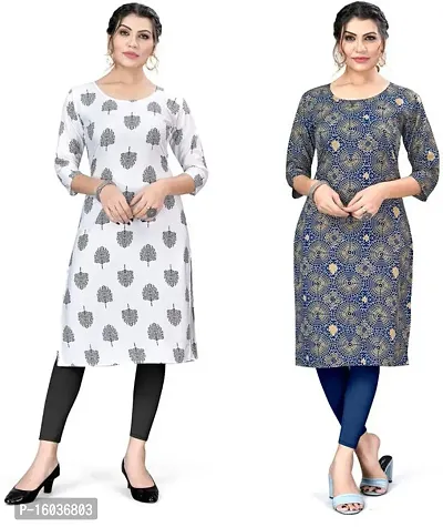 Stylish Printed Crepe Kurta For Women Pack Of 2