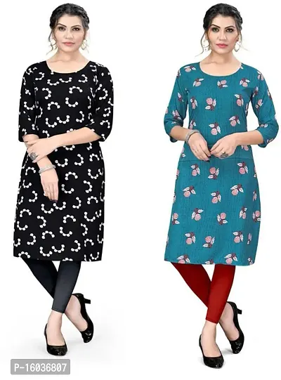 Stylish Printed Crepe Kurta For Women Pack Of 2