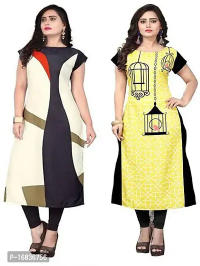 Stylish Printed Crepe Kurta For Women Pack Of 2