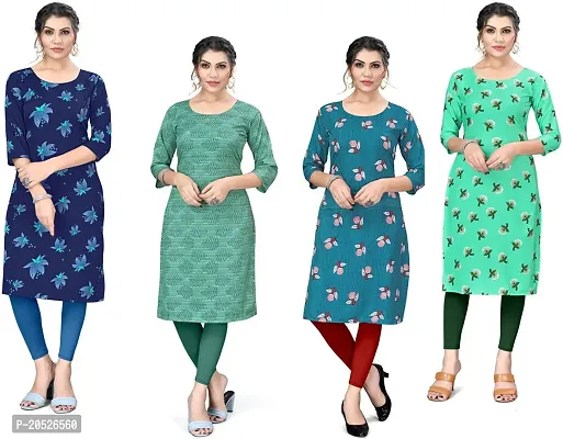 Stylish Fancy Designer Crepe Printed Kurta For Women Combo Of 4-thumb0