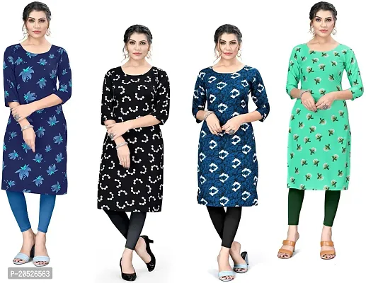 Stylish Fancy Designer Crepe Printed Kurta For Women Combo Of 4-thumb0