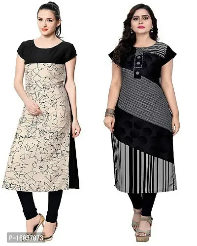 Stylish Printed Crepe Kurta For Women Pack Of 2