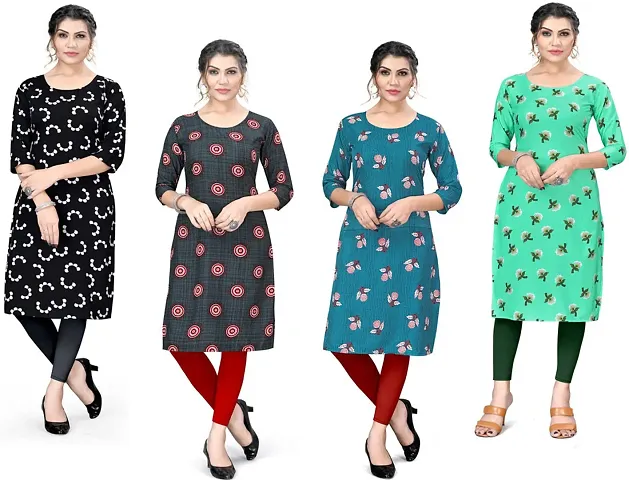 Stylish A-Line Crepe Kurta Pack Of 4